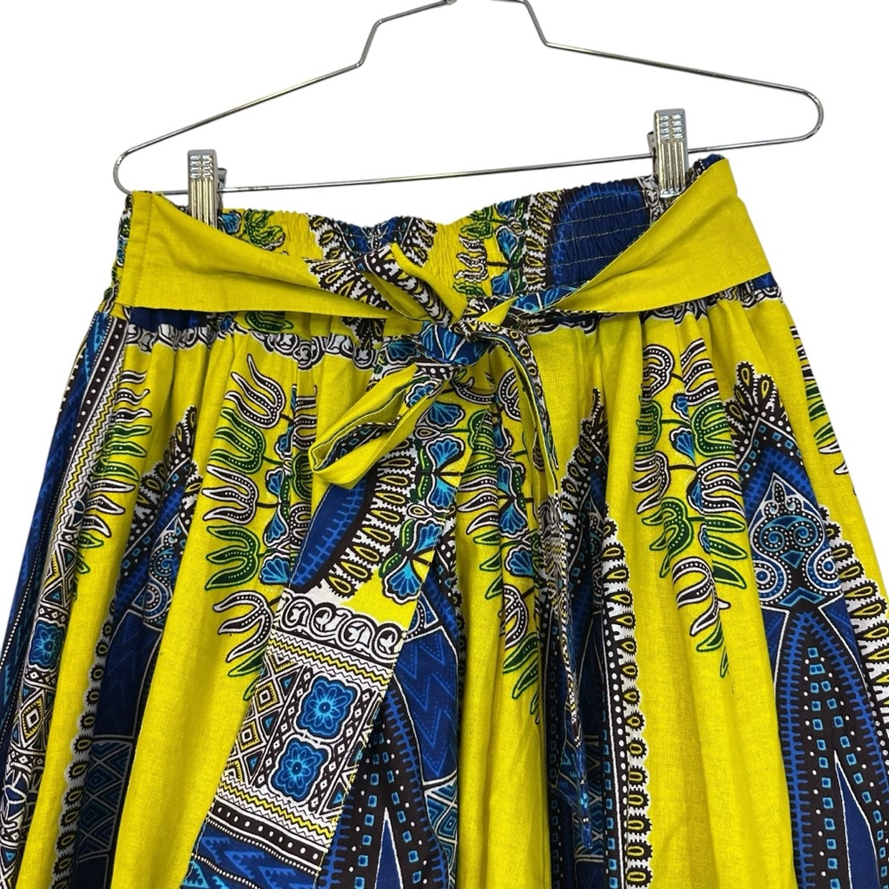 NF Ankara African Print Maxi Skirt OS Yellow and Blue - Picture 2 of 11